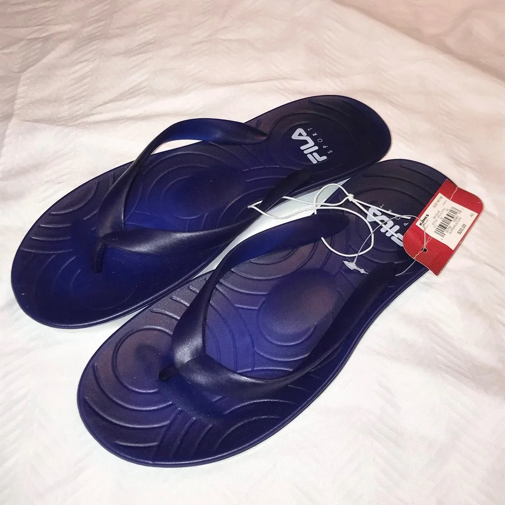 Fila Sport‎ Navy Blue Thong Flip Flop Sandals Mens Size 7/8 WRU617FS0